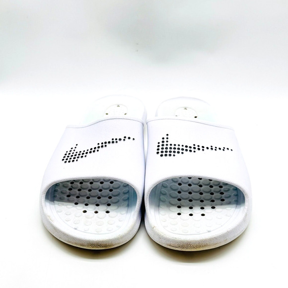 Nike Victori One Mens 13 White Black Swoosh One Shadow Slides Sandals Shoes - Picture 3 of 12
